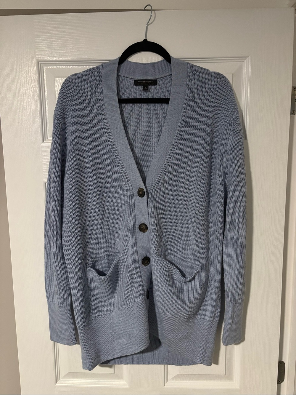 Banana Republic Merino Wool Blend Cardigan - Powder Blue, Size M - Picture 2 of 5